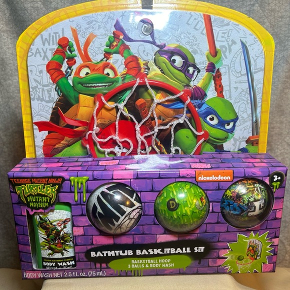Teenage Mutant Ninja Turtle Bathtub Basketball Set in Box and Bubble Toy - Picture 5 of 11